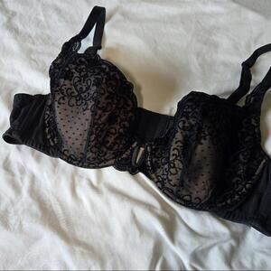 Adore Me Velvet Black & nude Curvy Bra